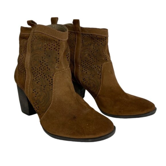 Esdra Leather Cut Out Heeled Ankle Booties Size 39 or US Size 10 Brazili Boho - Picture 9 of 11